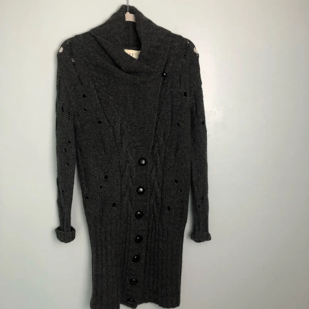 Wyeth By Todd Magill Distressed Cashmere‎ Blend Cardigan Sweater Sz. M